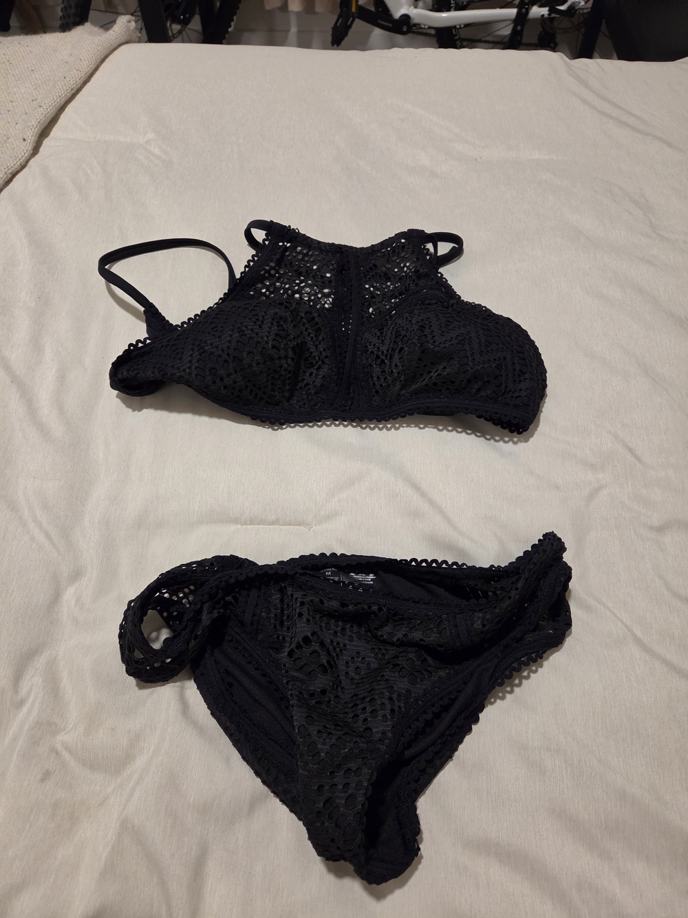 Black Crochet High-Neck Women’s Bikini Set